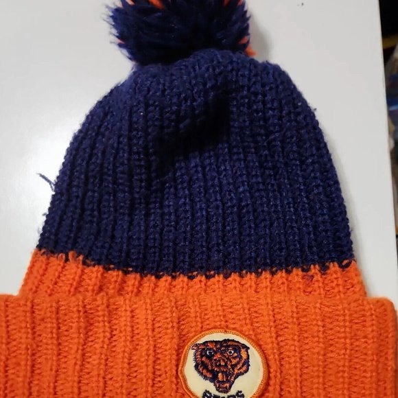 VTG 1980s NFL CHICAGO BEARS Knit Cap POM Beanie Football - Picture 1 of 7